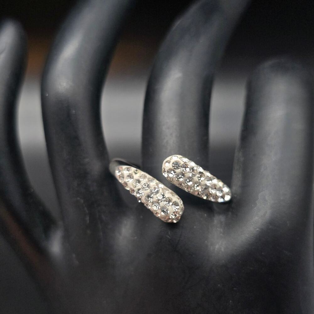 Rhinestone Silver Tone Wrap Ring Size 9 ATI BR